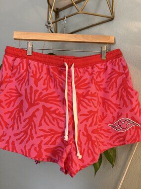 Disney Cruise Line Spirit Jersey Coral Print Pink Red Drawstring Shorts XL
